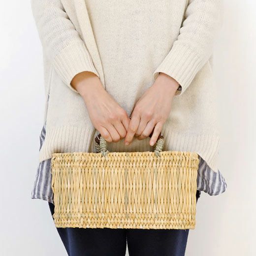 松野屋 | ストロー革手横長カゴ S | HIGHTIDE（ハイタイド）公式サイト