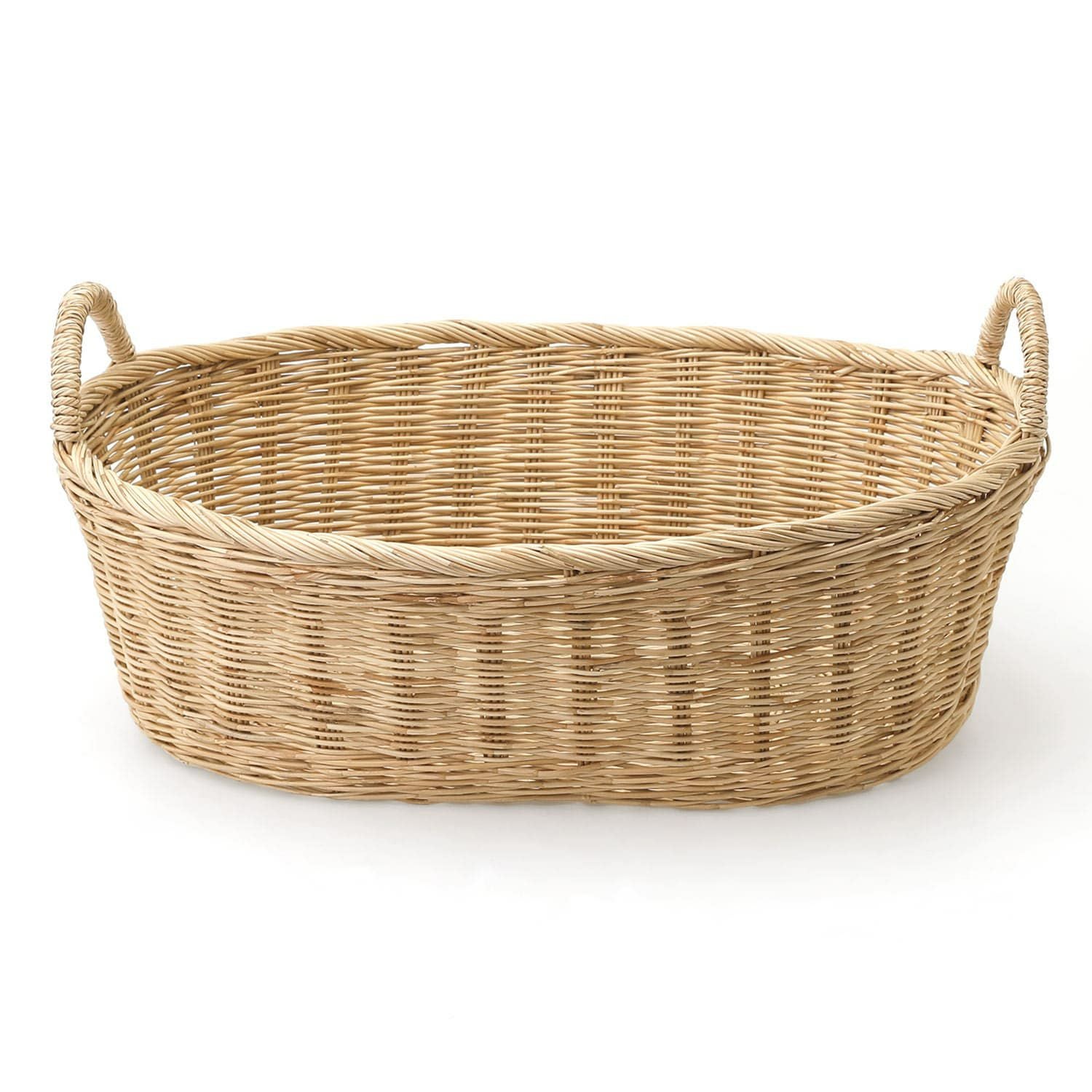 松野屋 | ラタン取手付楕円バスケットロータイプ L | HIGHTIDE