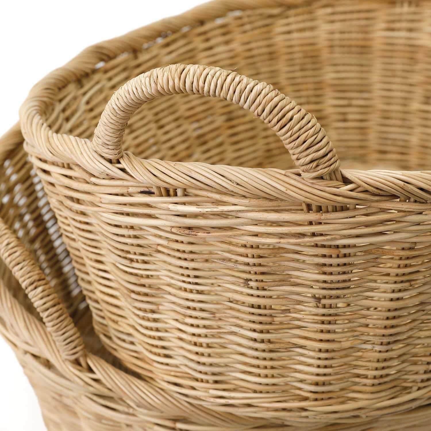 松野屋 | ラタン取手付楕円バスケットロータイプ L | HIGHTIDE