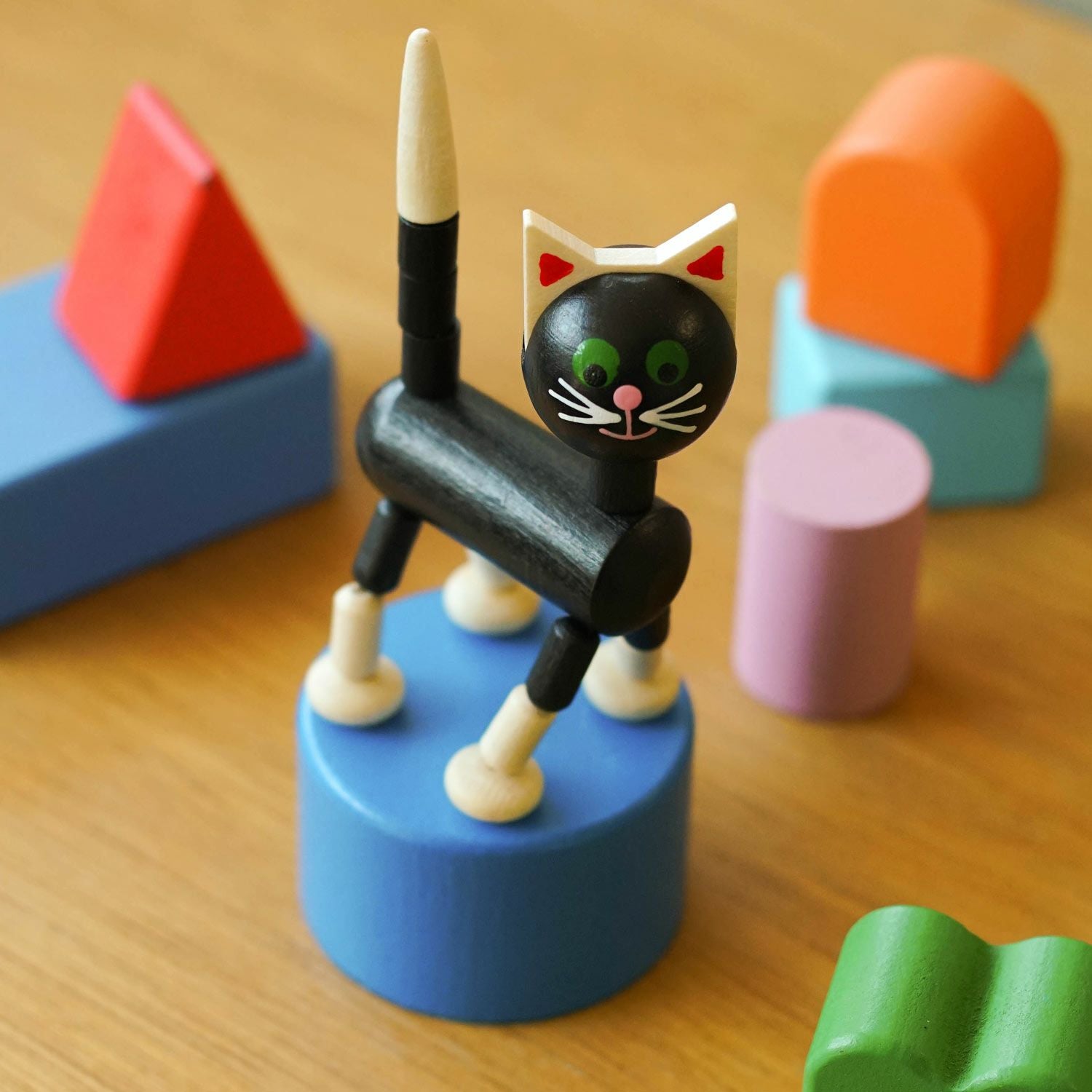 DETOA デトア | Wooden Push Up Toy BLACK CAT プッシュトイ ブラック