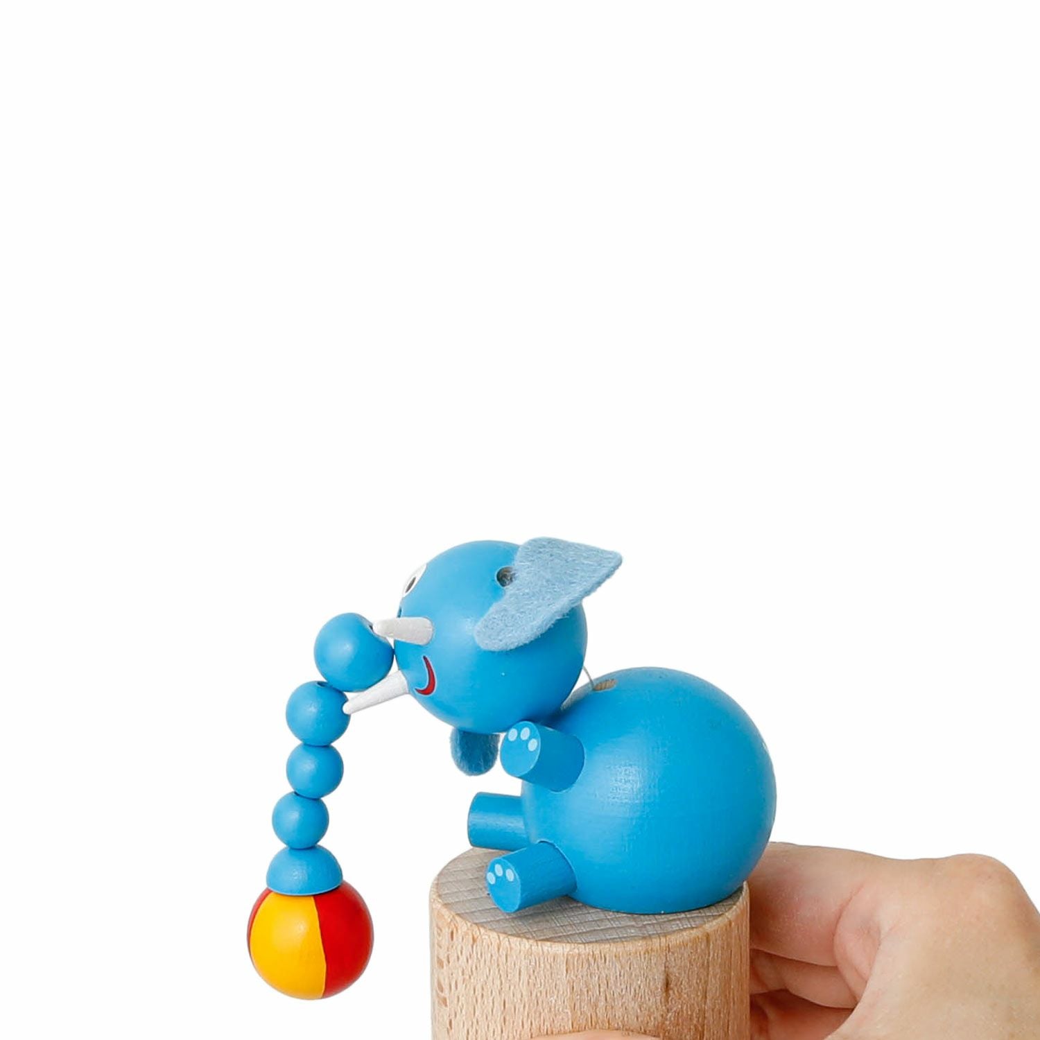DETOA デトア | Wooden Push Up Toy BLUE ELEPHANT プッシュトイ