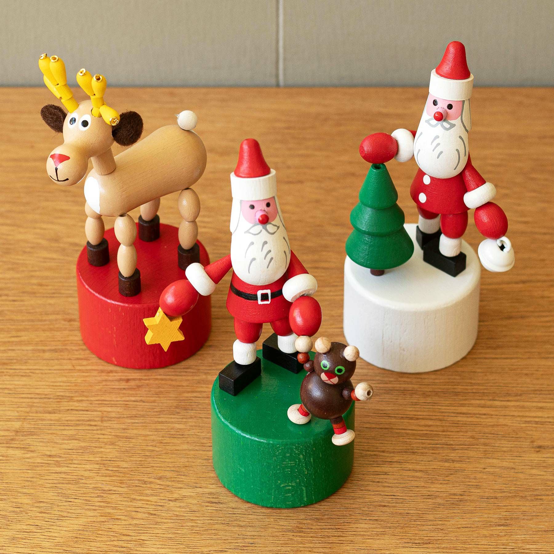 DETOA デトア | WOODEN PUSH UP TOY SANTA＆TEDDY BEAR プッシュトイ