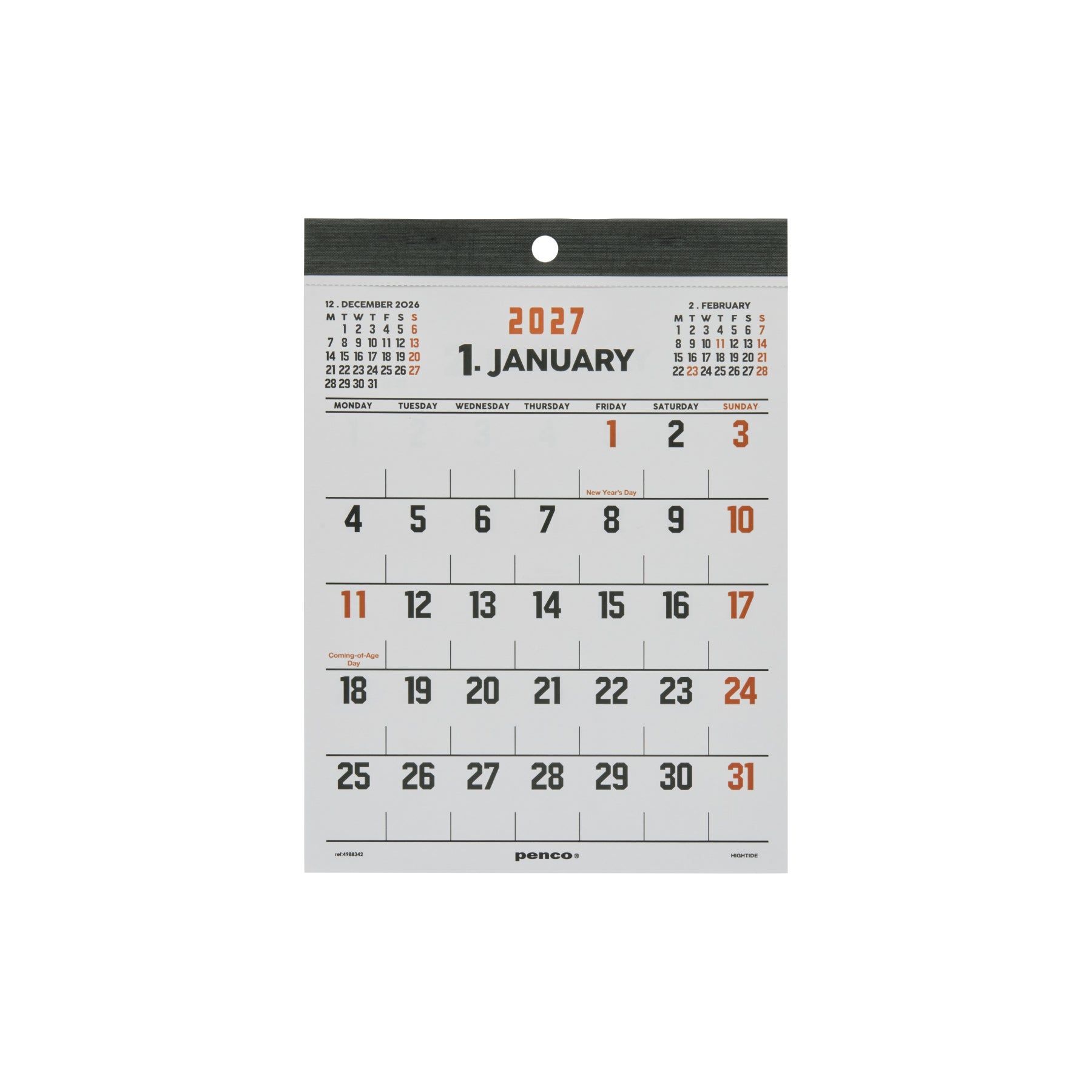HIGHTIDE Penco 2027 Calendar A5