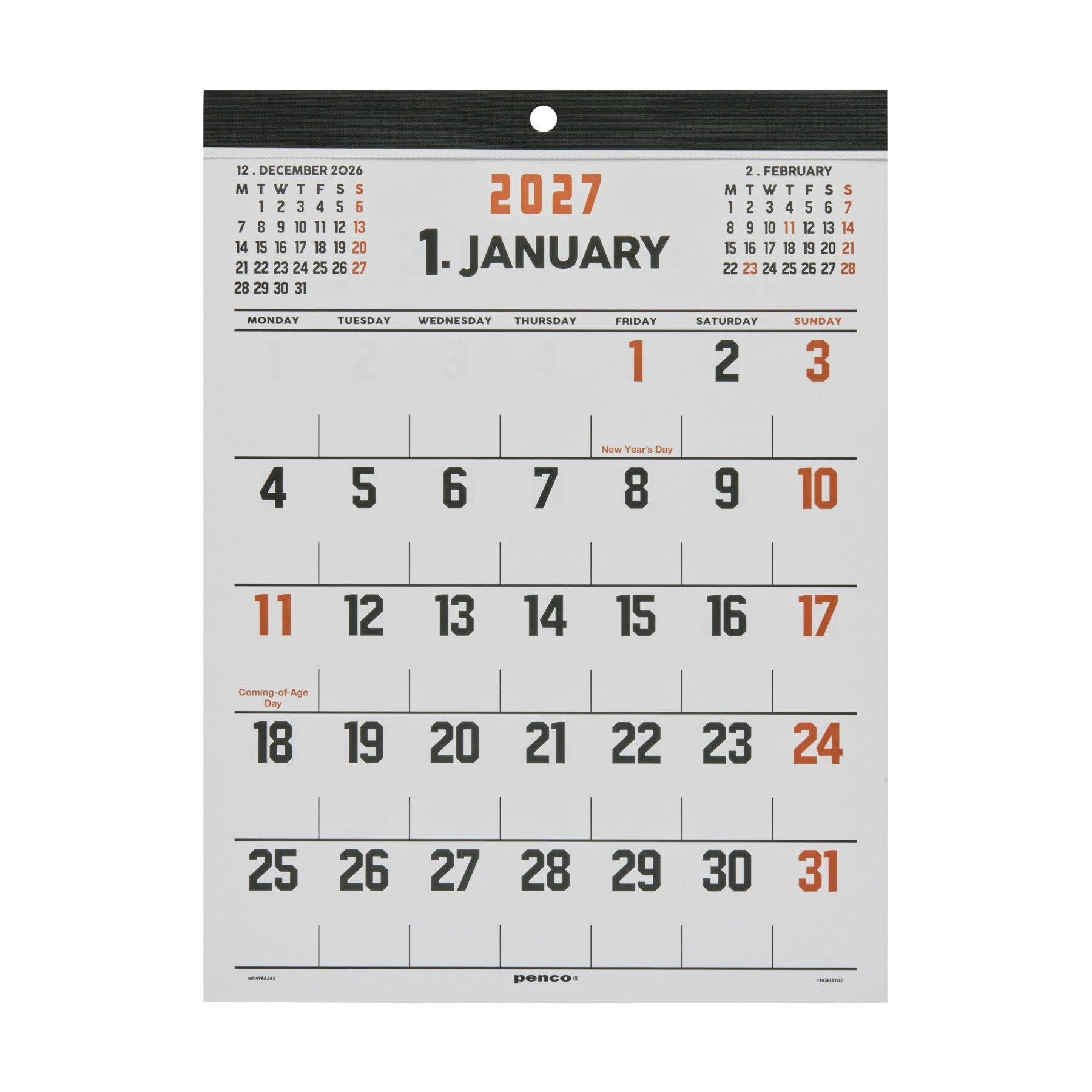 HIGHTIDE Penco 2027 Calendar A4