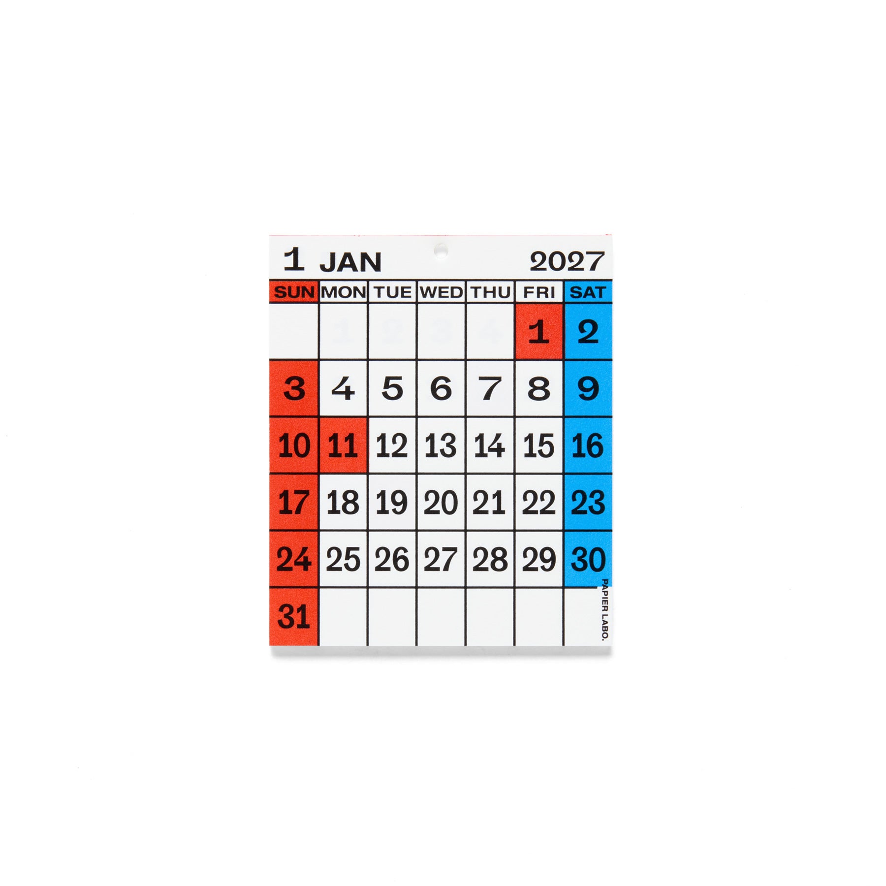 PAPIER LABO. 2027 Desktop Calendar (Letterpress)